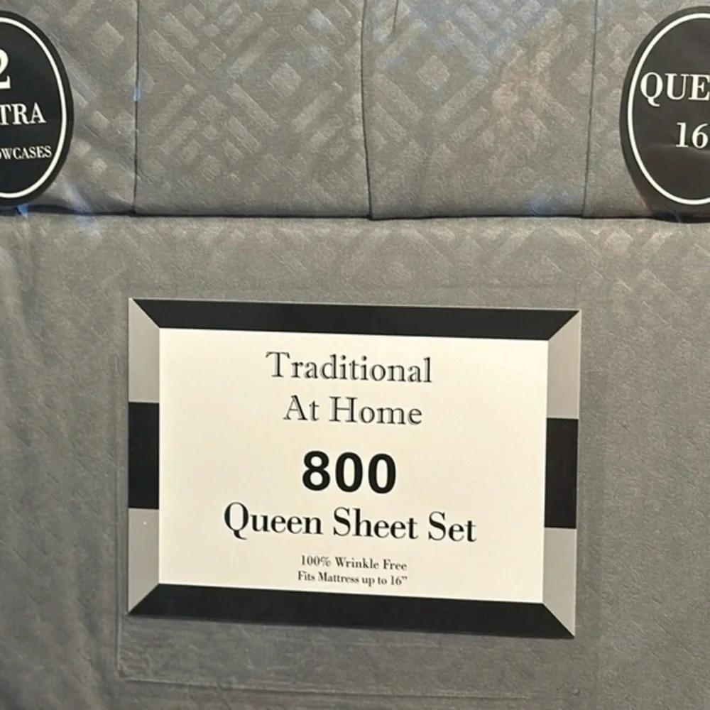 Transitional at Home 6pc Queen Sheet Set Gunmetal Diamond Embossed